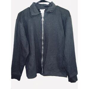 Isaacs Designs Black Zip-Up Jersey Jacket Medium Bling Zipper